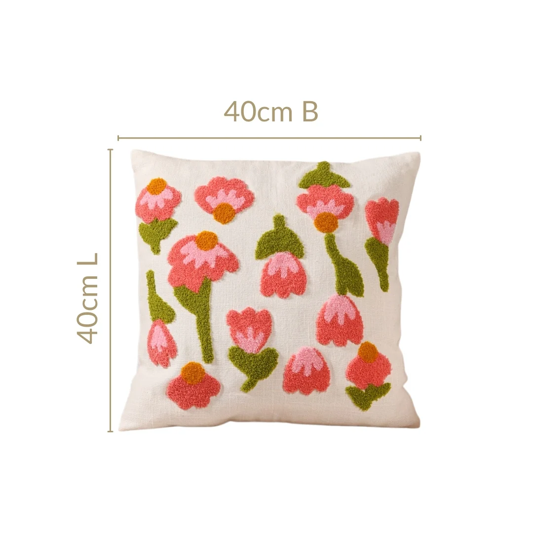Tulip Embroidered Soft Cushion Cover Set Of 2 40x40cm - Image 3