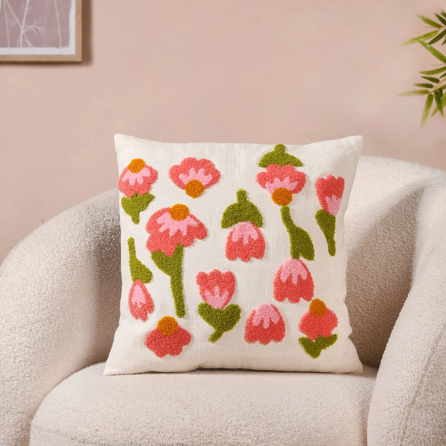 Tulip Embroidered Soft Cushion Cover Set Of 2 40x40cm - Image 5