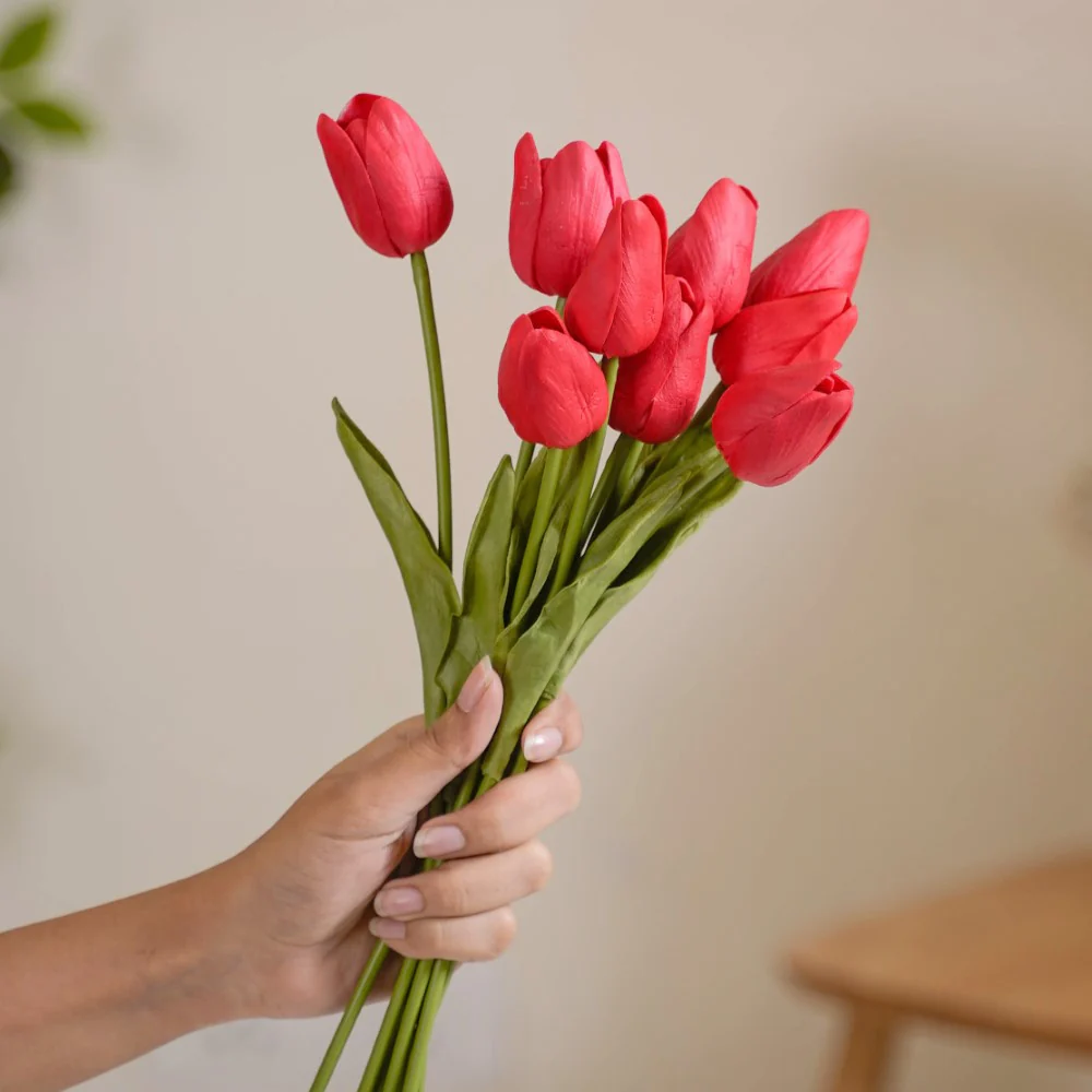 Tulip Flower Red Set Of 9 - Image 2