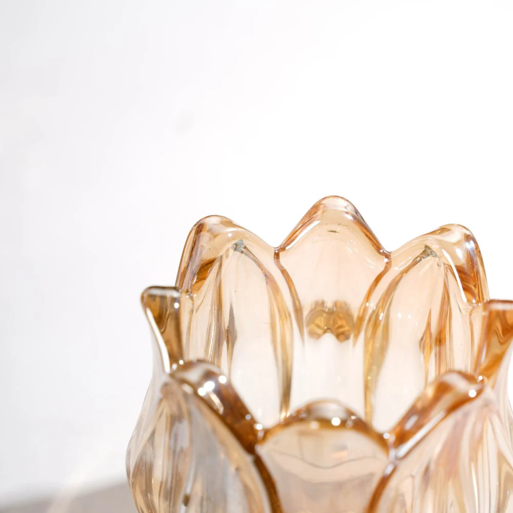 Tulip Glass Tea Light Candle Holder Amber - Image 7