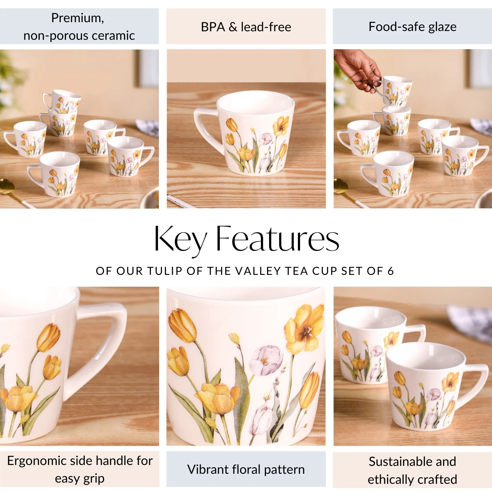 Tulip Of The Valley Tea Cup Set Of 6 150ml - Image 5