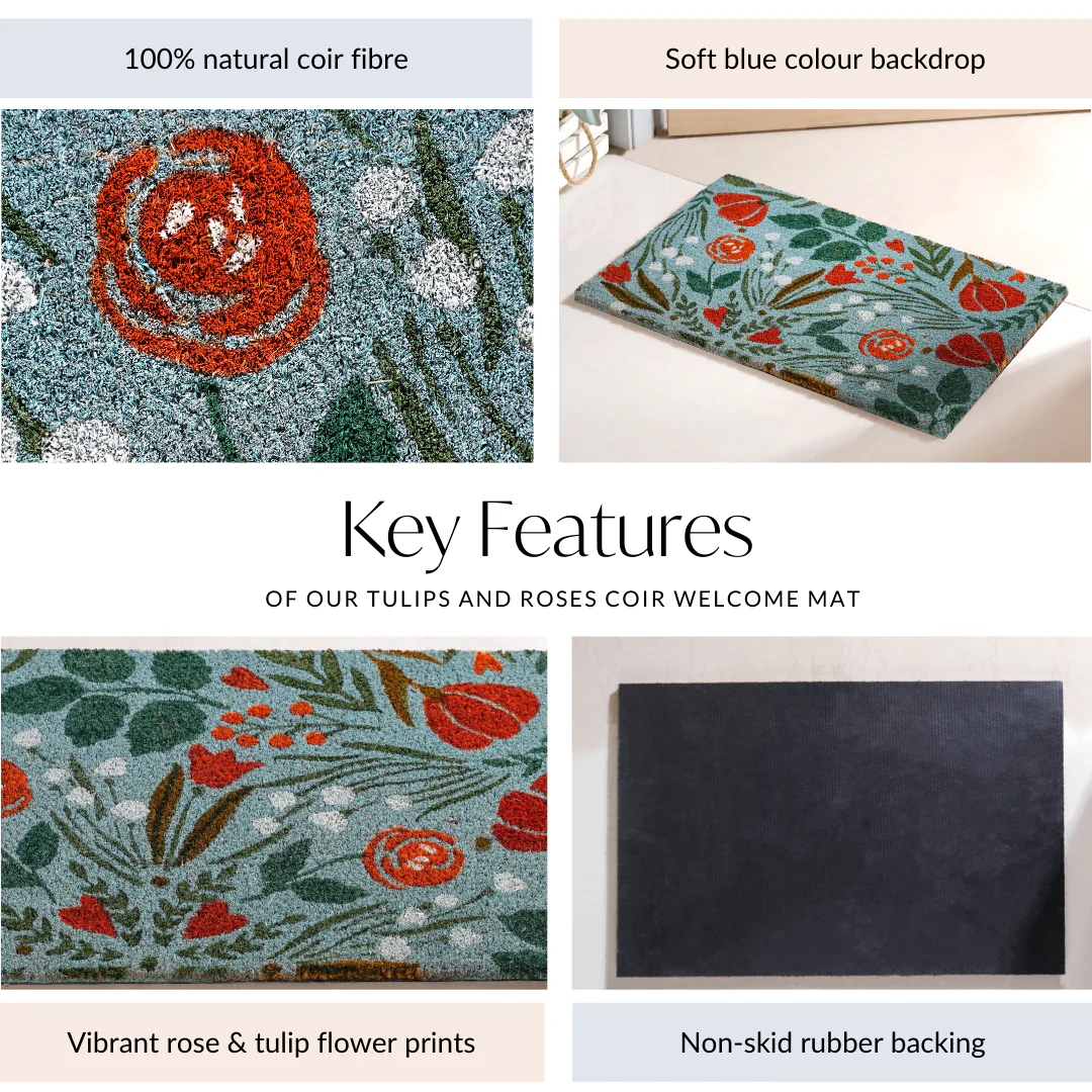 Tulips And Roses Coir Welcome Mat 24x16 Inch - Image 5