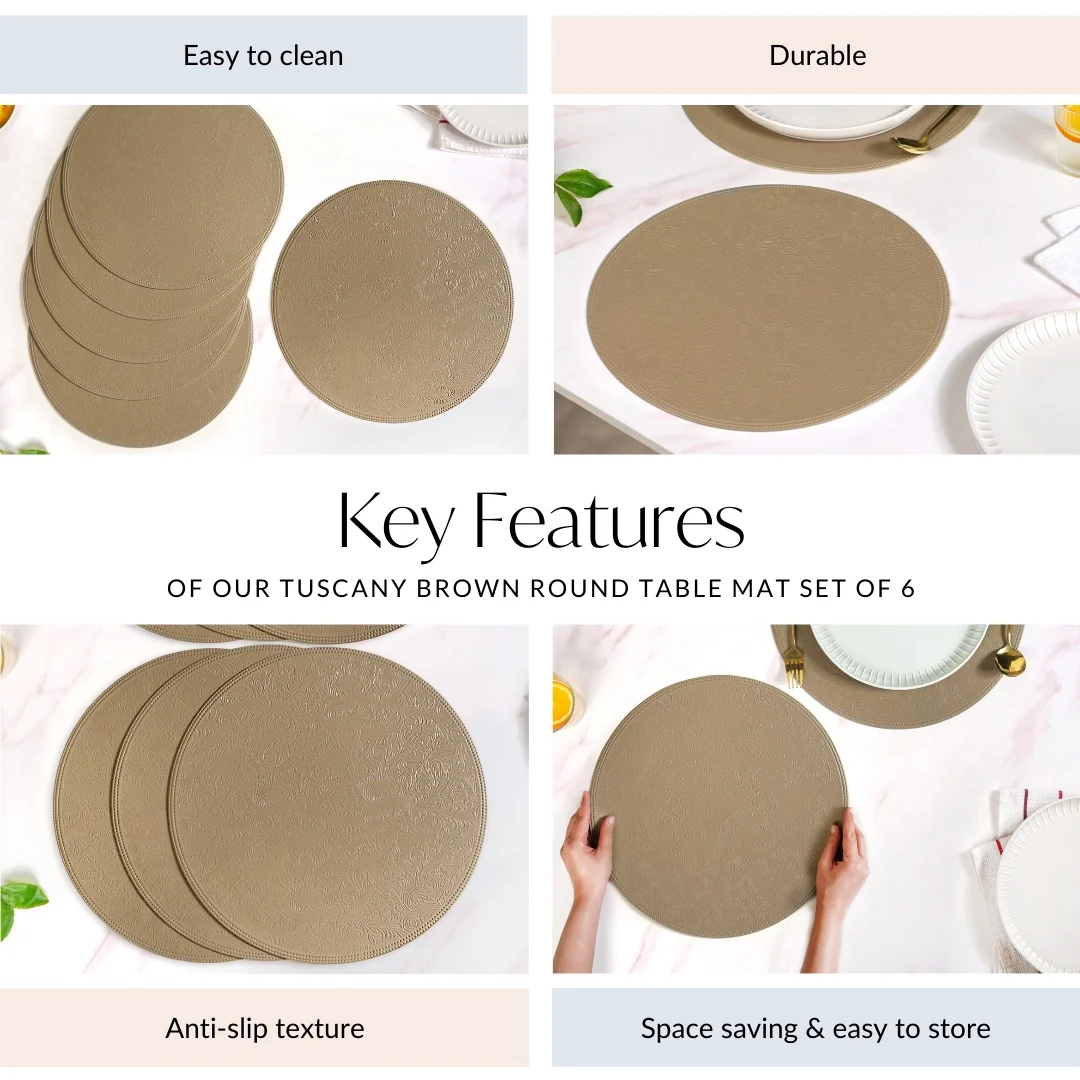 Tuscany Brown Round Table Mat Set Of 6 - Image 5