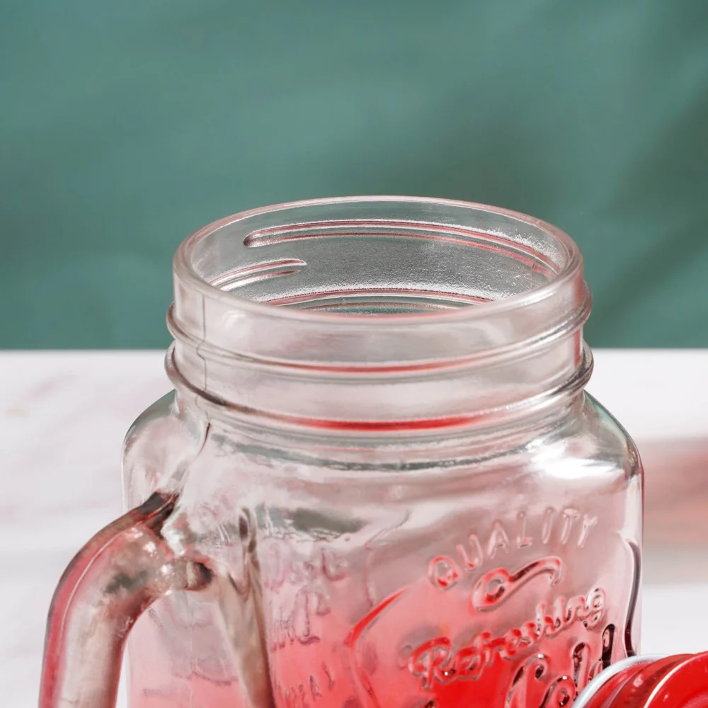 Tutti Frutti Glass Smoothie Jar Red with Lid and Straw Set of 4 - Image 10