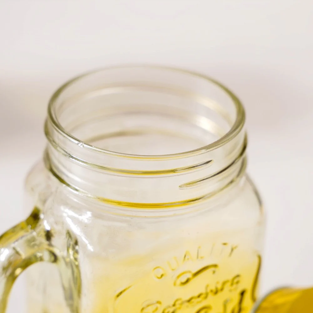 Tutti Frutti Glass Jar Yellow with Lid and Straw Set of 4 - Image 11