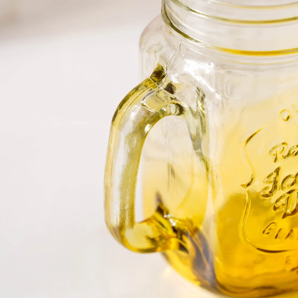 Tutti Frutti Glass Jar Yellow with Lid and Straw Set of 4 - Image 16