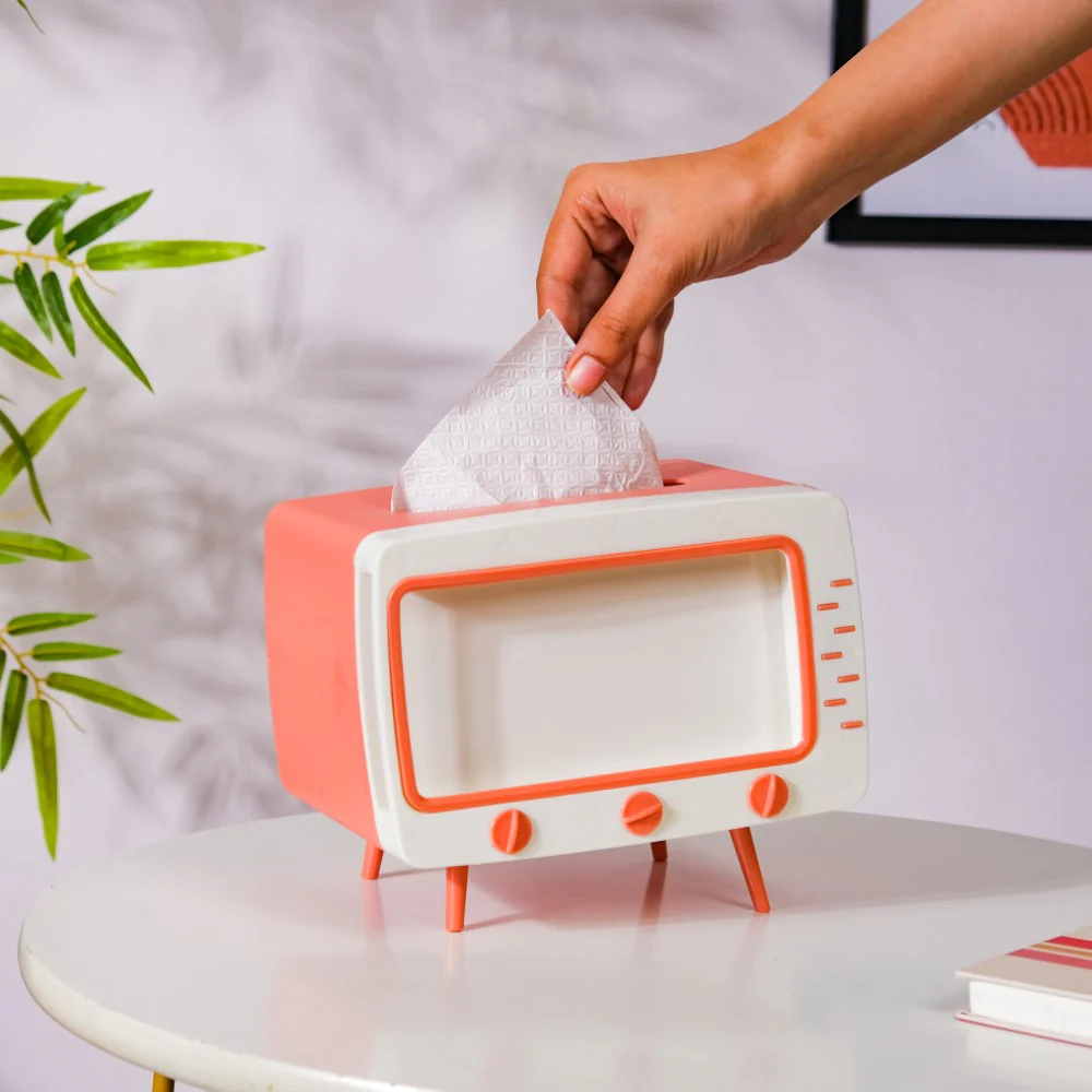 TV Tissue Box With Stand Pink - Image 3