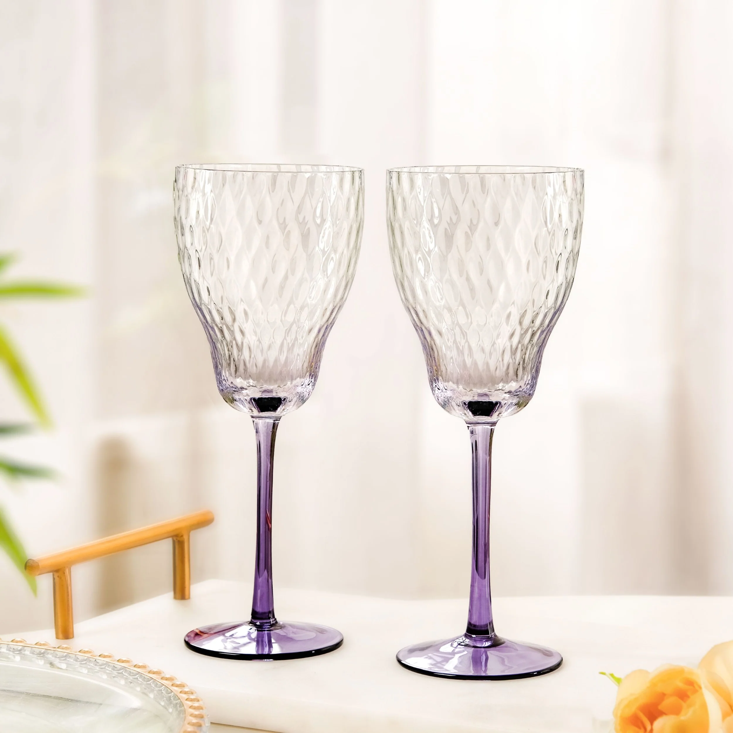 Twilight Embossed Wine Glass Set Of 2 360ml - Image 2