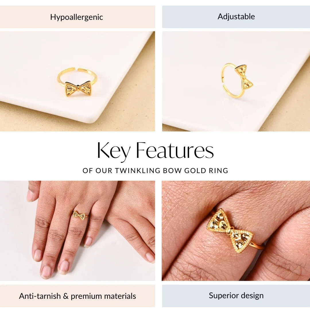 Twinkling Bow Gold Ring - Image 4