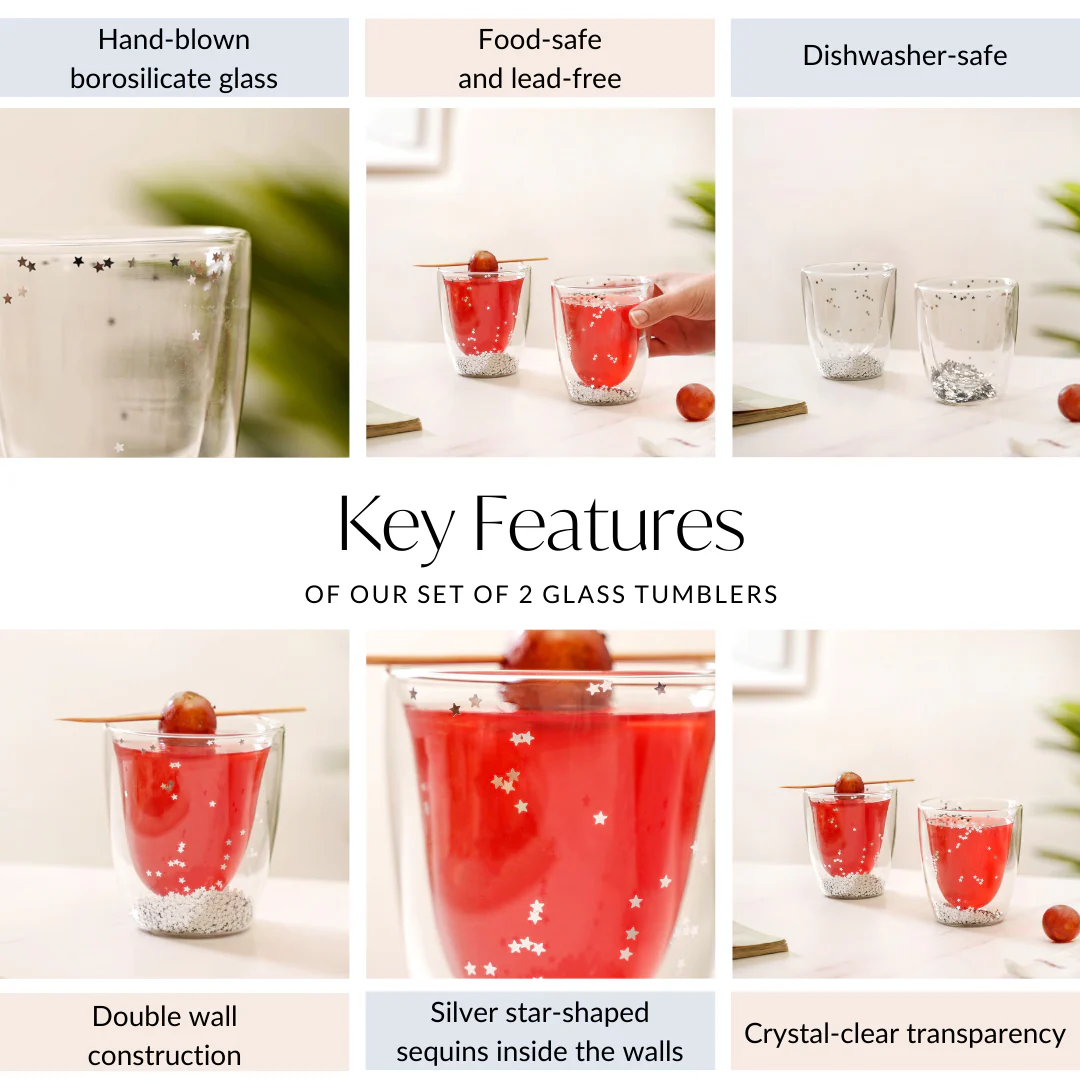 Twinkling Star Double Wall Drinking Glass Set Of 2 225ml - Image 5
