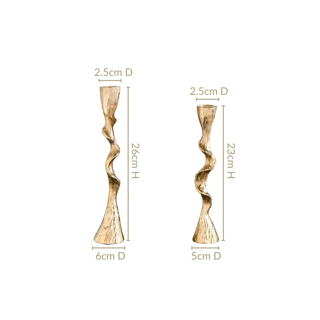 Twirl Table Candle Holder Set Of 2 Gold - Image 4