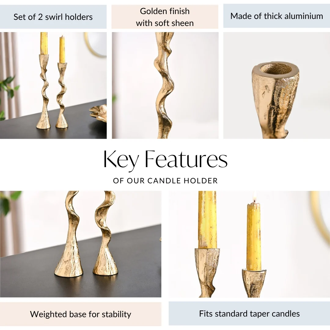 Twirl Table Candle Holder Set Of 2 Gold - Image 5