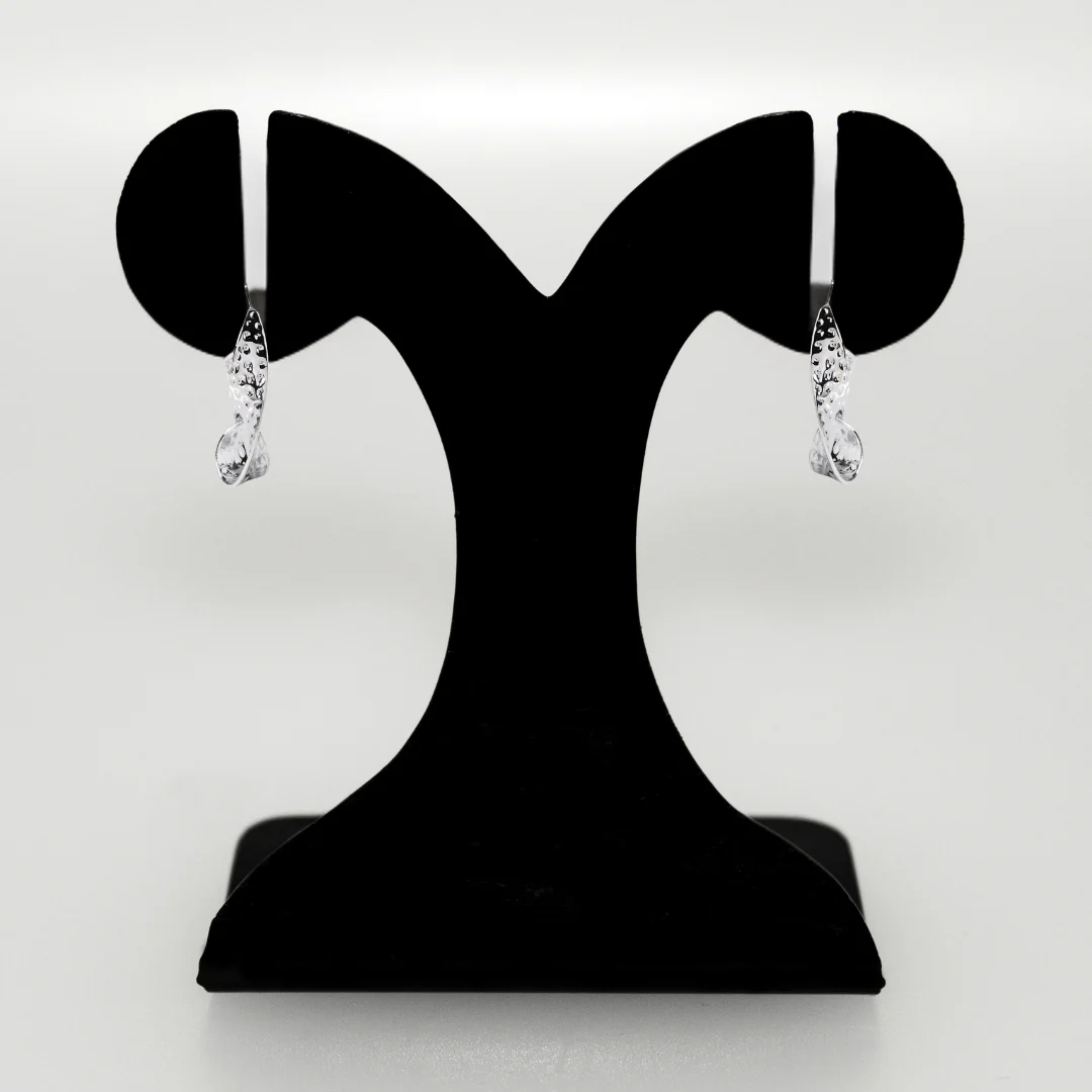 Twisted And Textured Silver Drop Earrings - Image 6