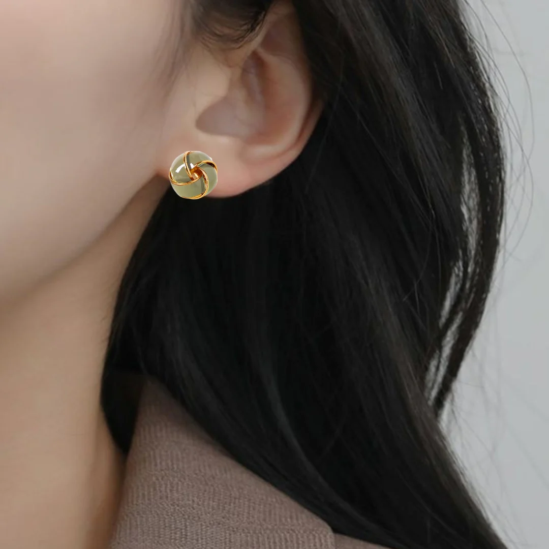 Twisted Knot Studs Sage - Image 5