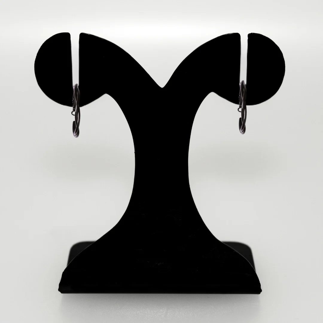 Twisted Multi Layered Black Hoop Earrings - Image 7