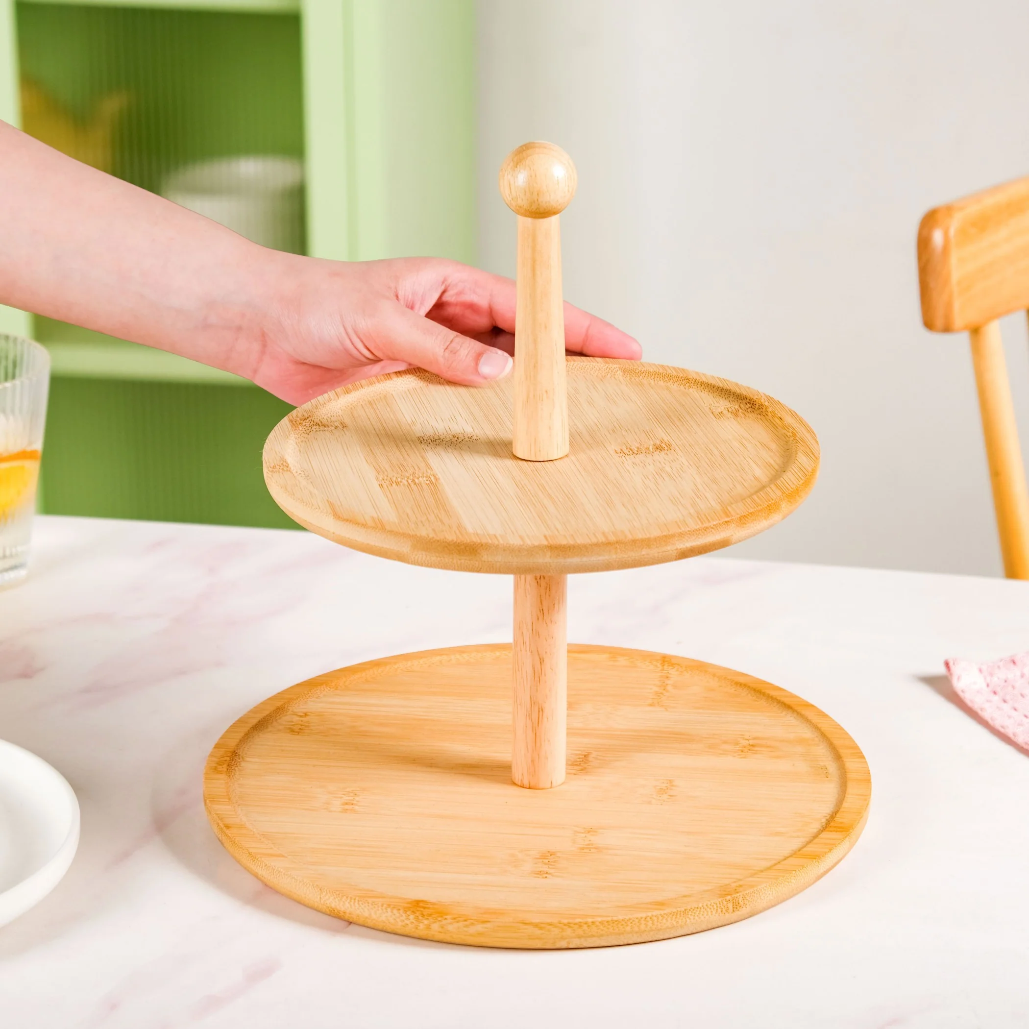 Two Tier Bamboo Cupcake Stand - Image 2
