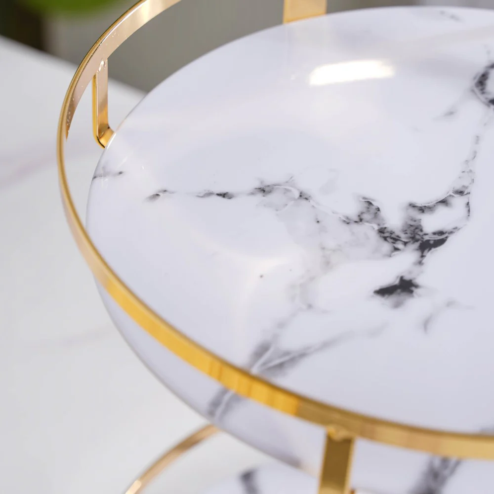 Two Tier Rotating Marble Storage Rack Gold - Image 11