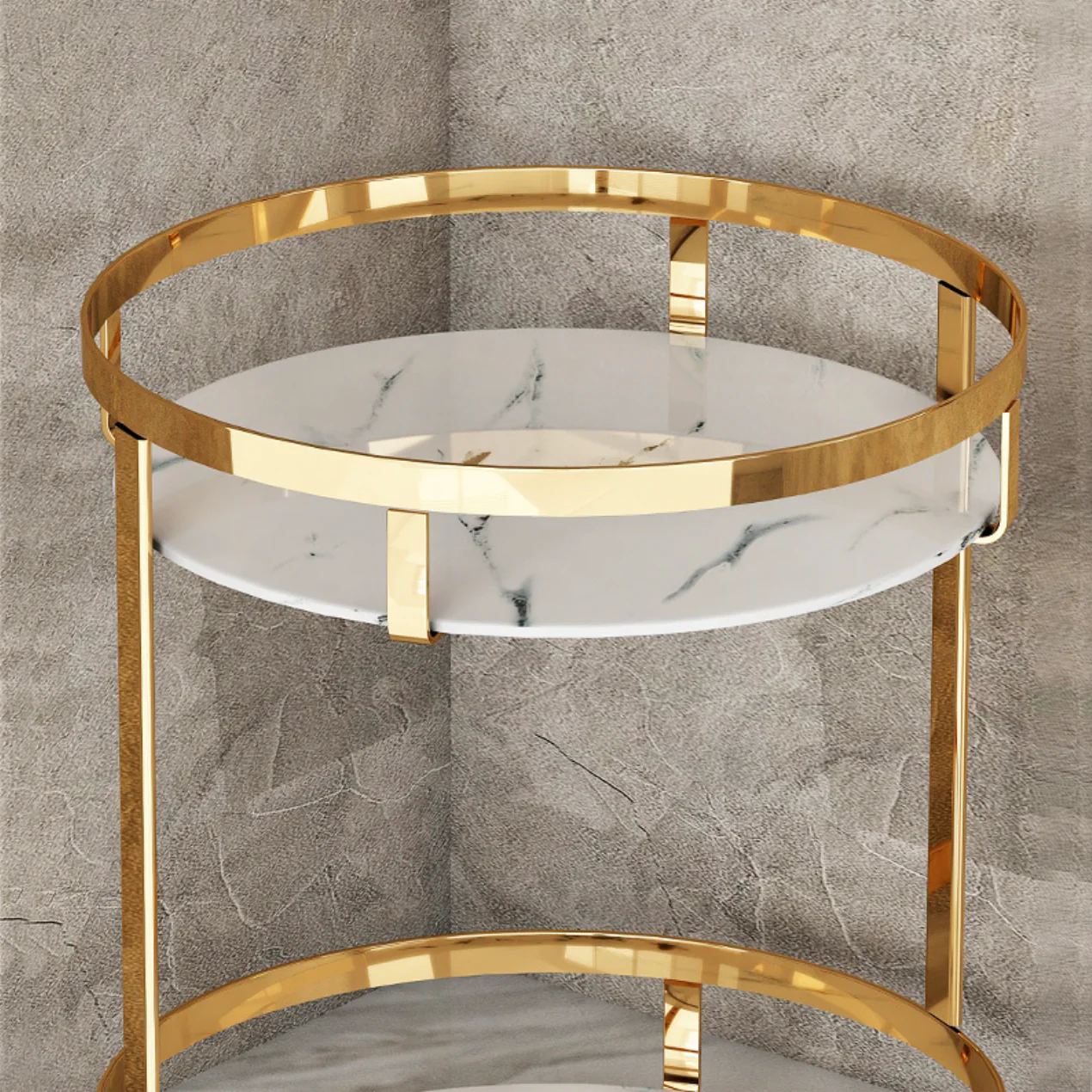Two Tier Rotating Marble Storage Rack Gold - Image 13