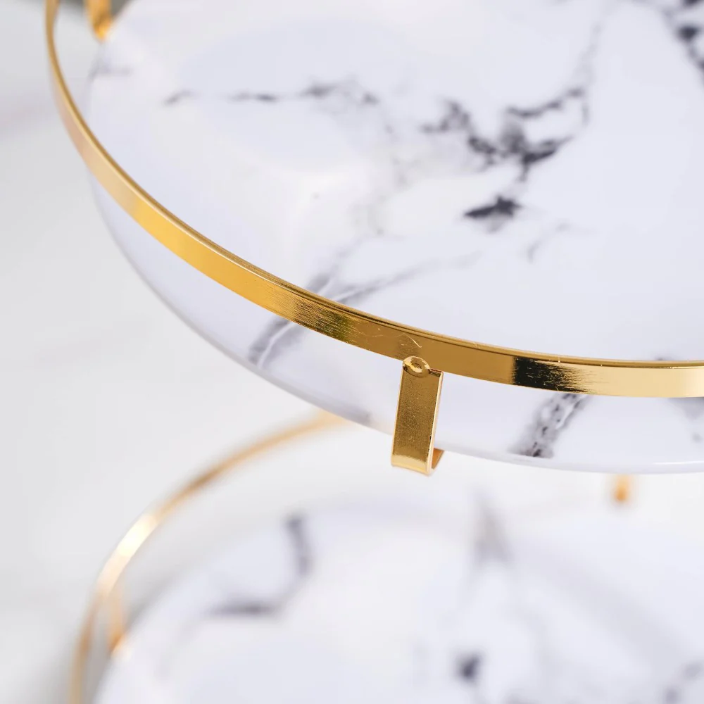 Two Tier Rotating Marble Storage Rack Gold - Image 4