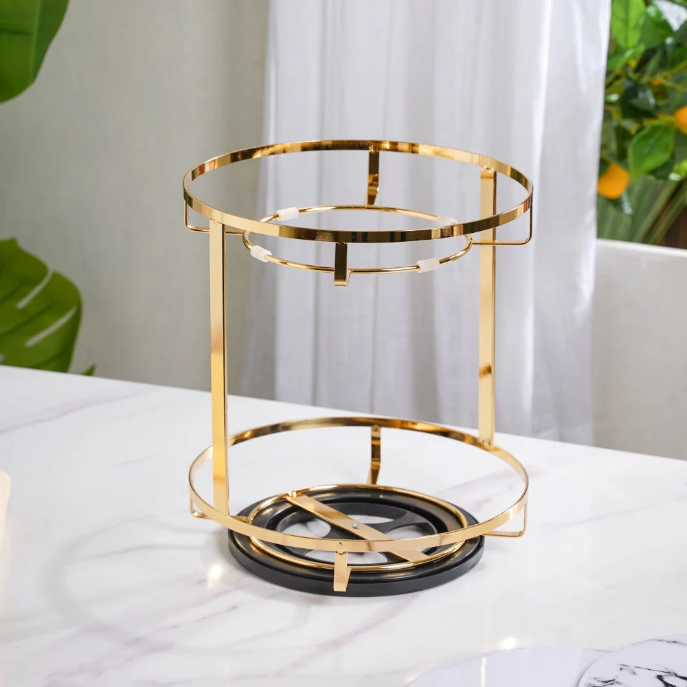 Two Tier Rotating Marble Storage Rack Gold - Image 5