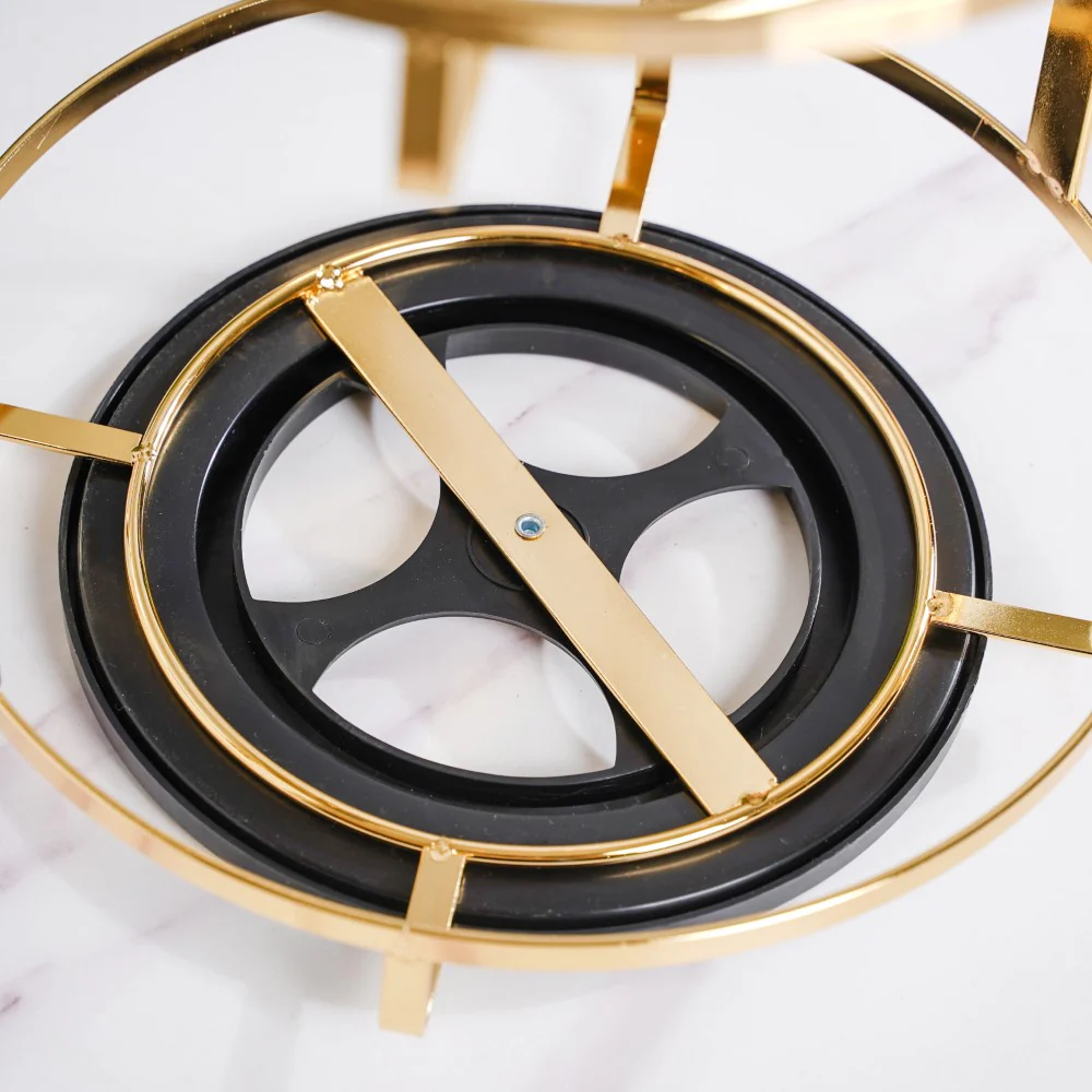 Two Tier Rotating Marble Storage Rack Gold - Image 6