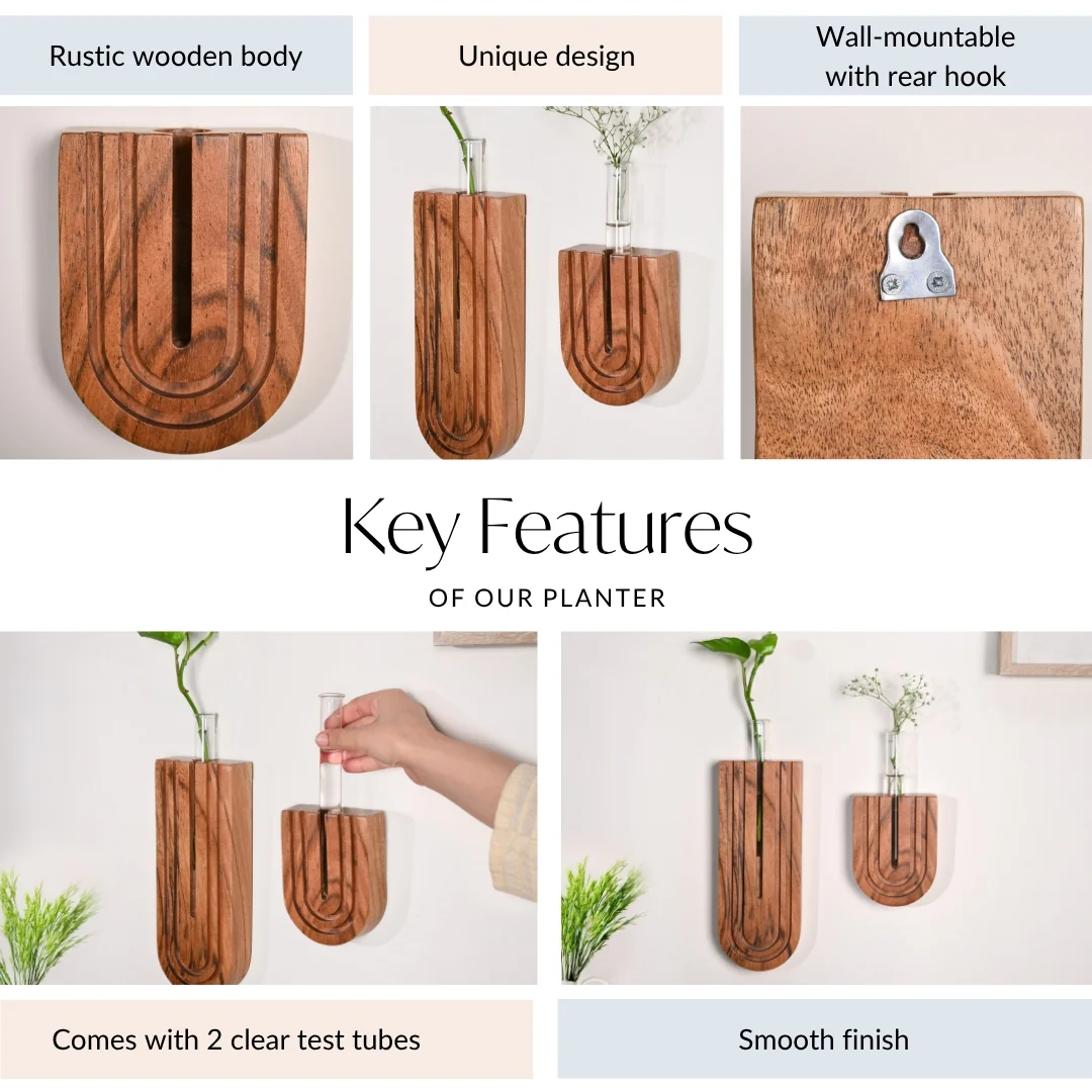 U Shaped Hydroponic Test Tube Wall Planter Set Of 2 - Image 4