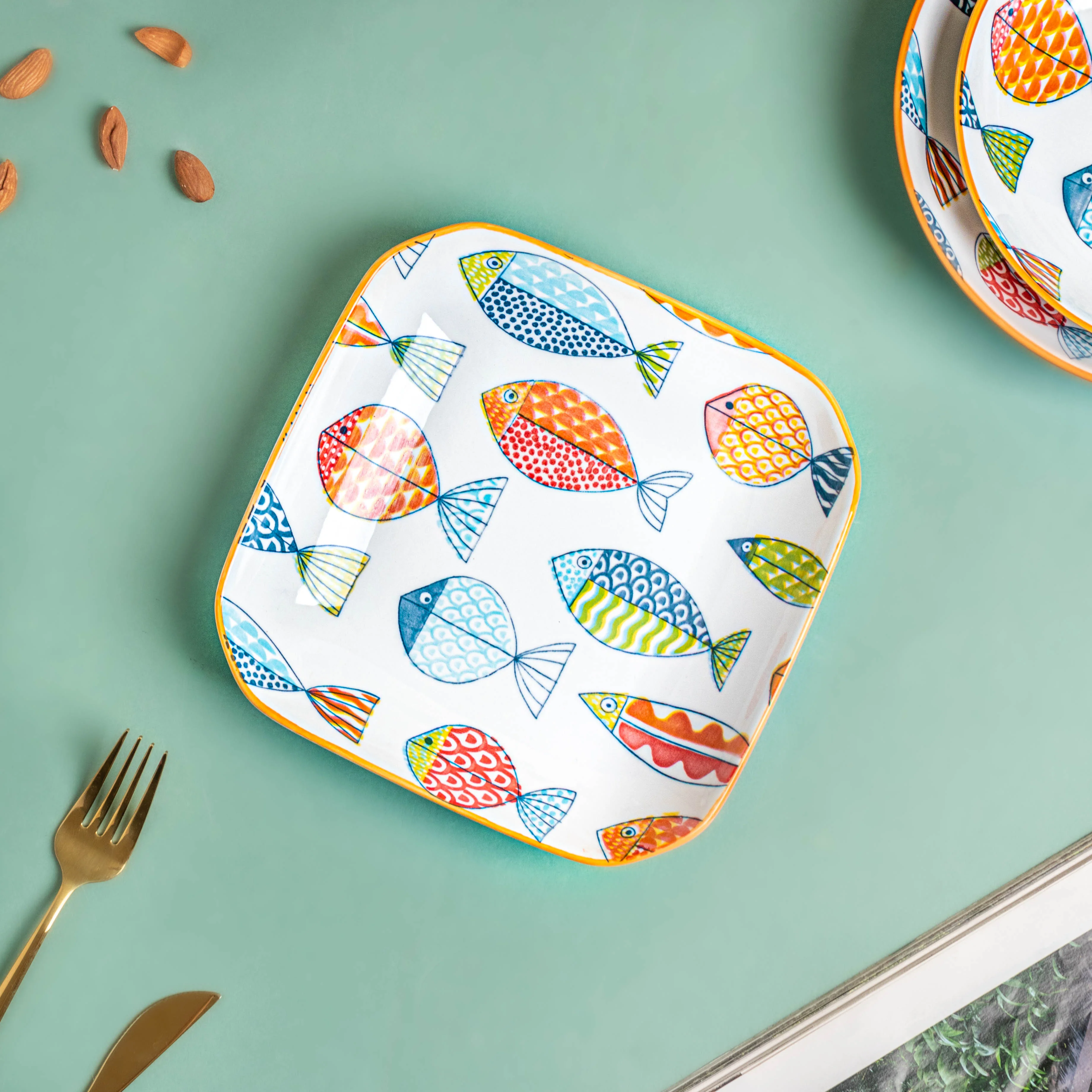 Ukiyo Square Ceramic Snack Plate 8 inch