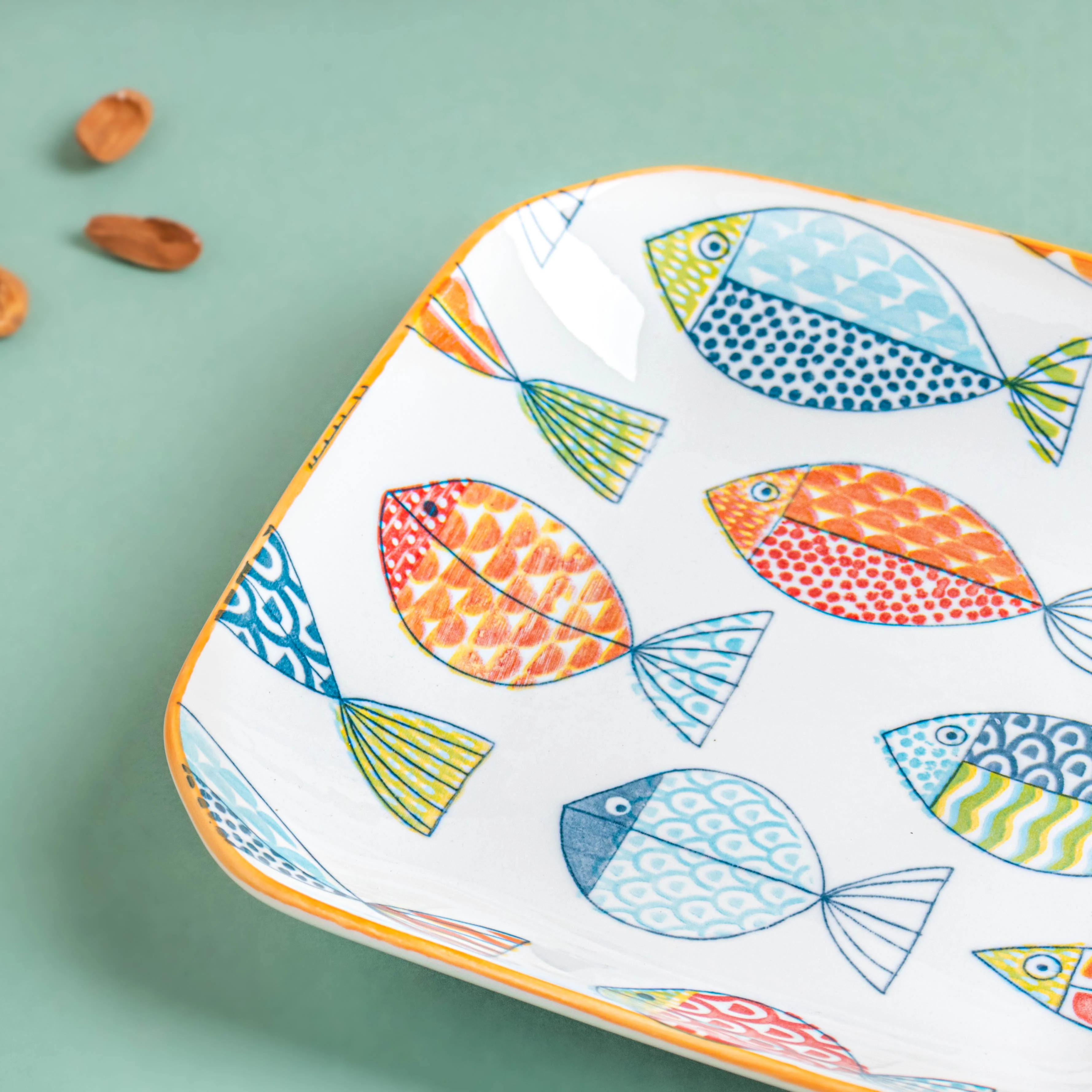 Ukiyo Square Ceramic Snack Plate 8 inch - Image 4