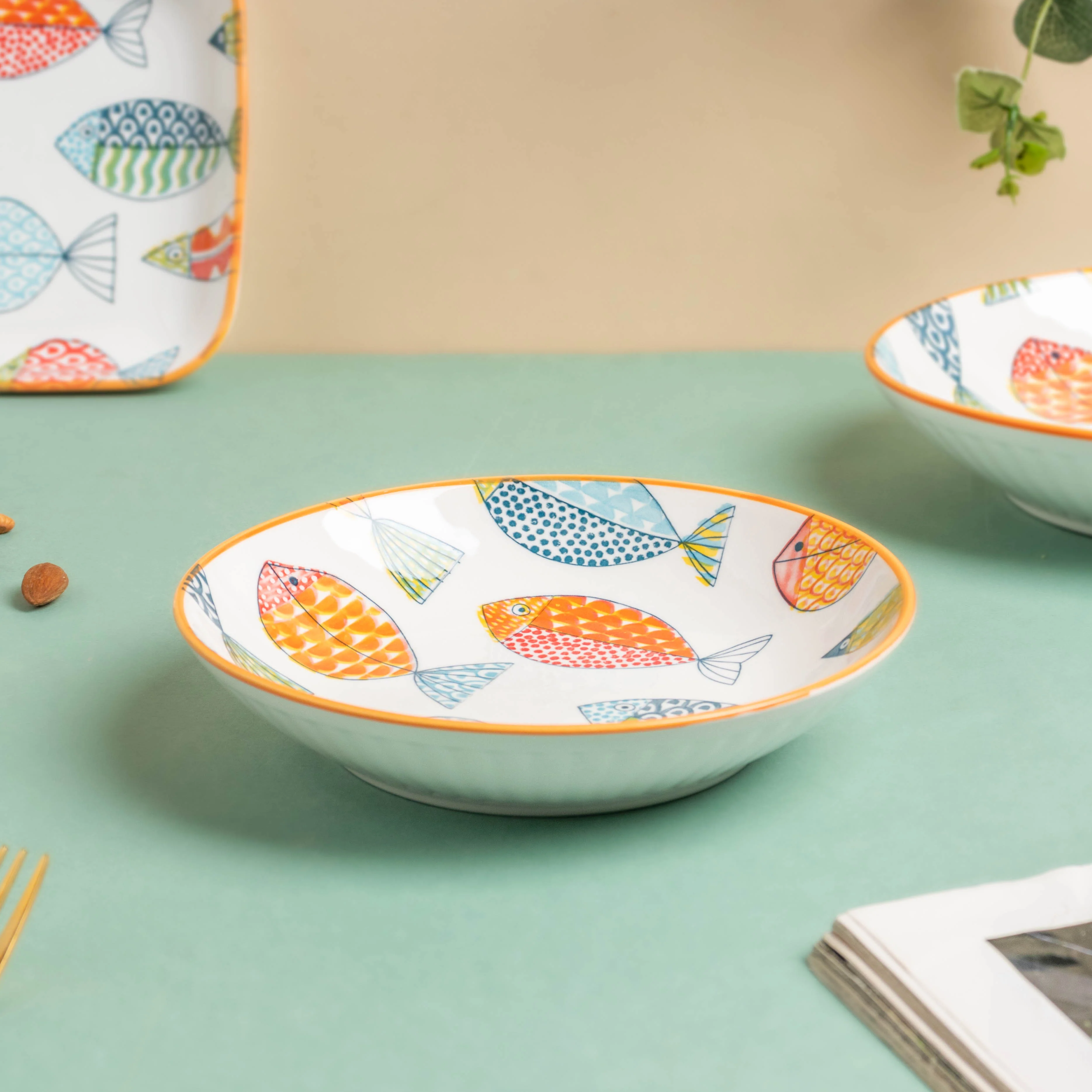 Ukiyo Ceramic Shallow Snack Plate - Image 4