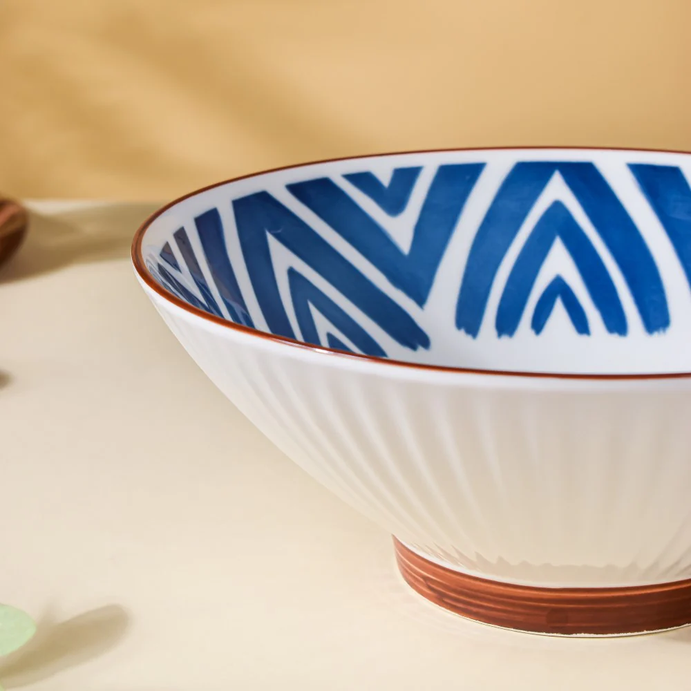 Umai Intricate Patterned Ceramic Ramen Bowl Blue And White 900 ml - Image 4