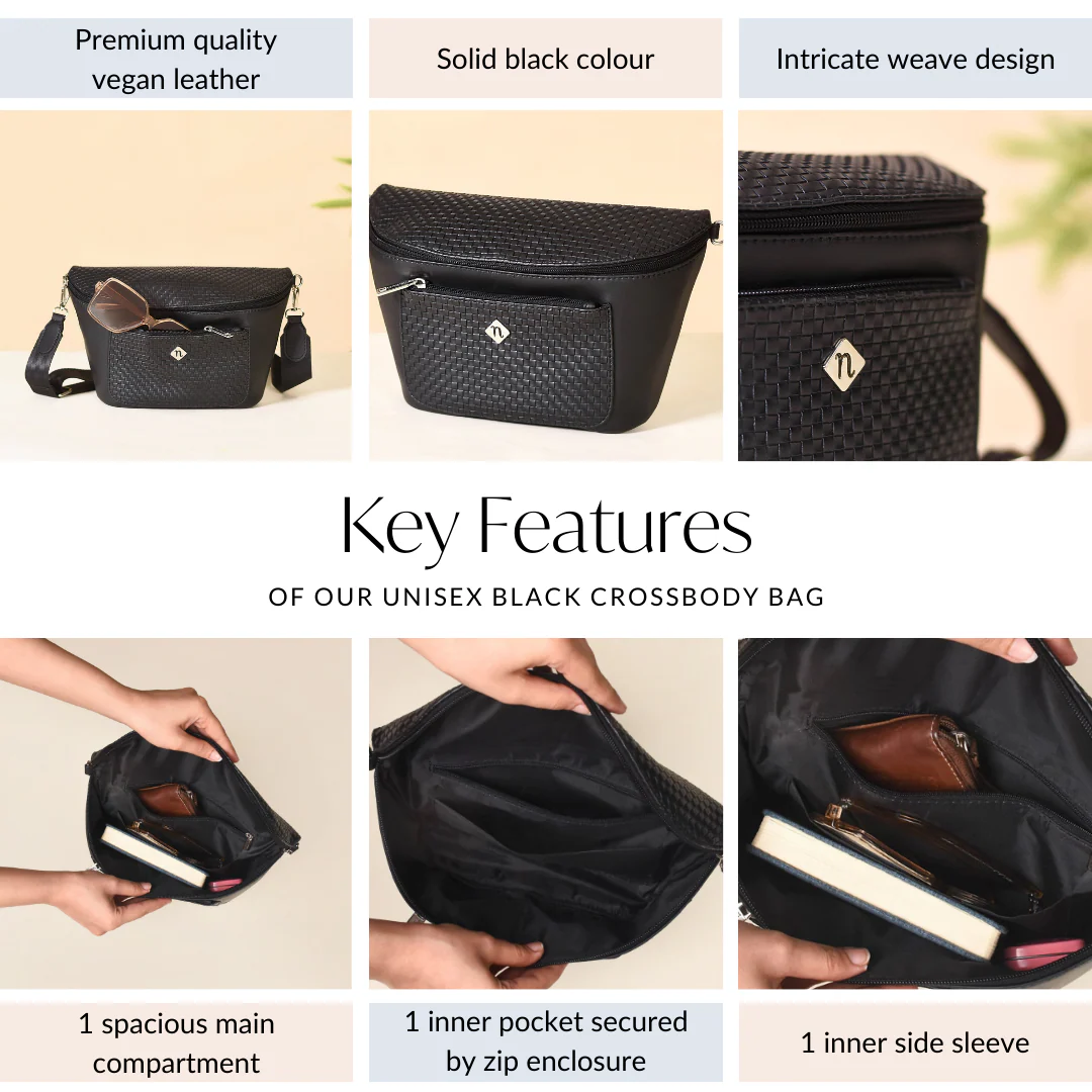 Unisex Black Crossbody Bag - Image 3