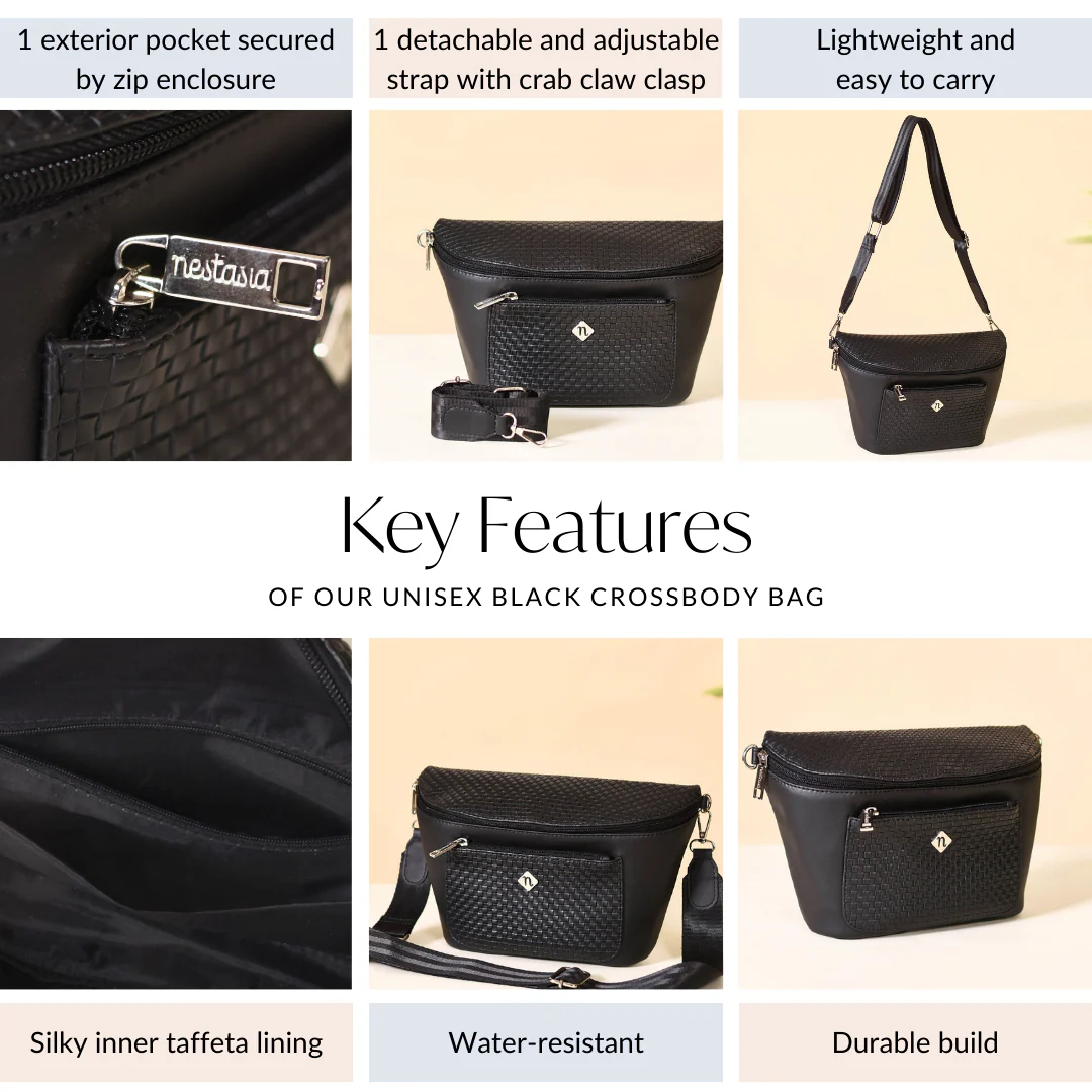 Unisex Black Crossbody Bag - Image 4