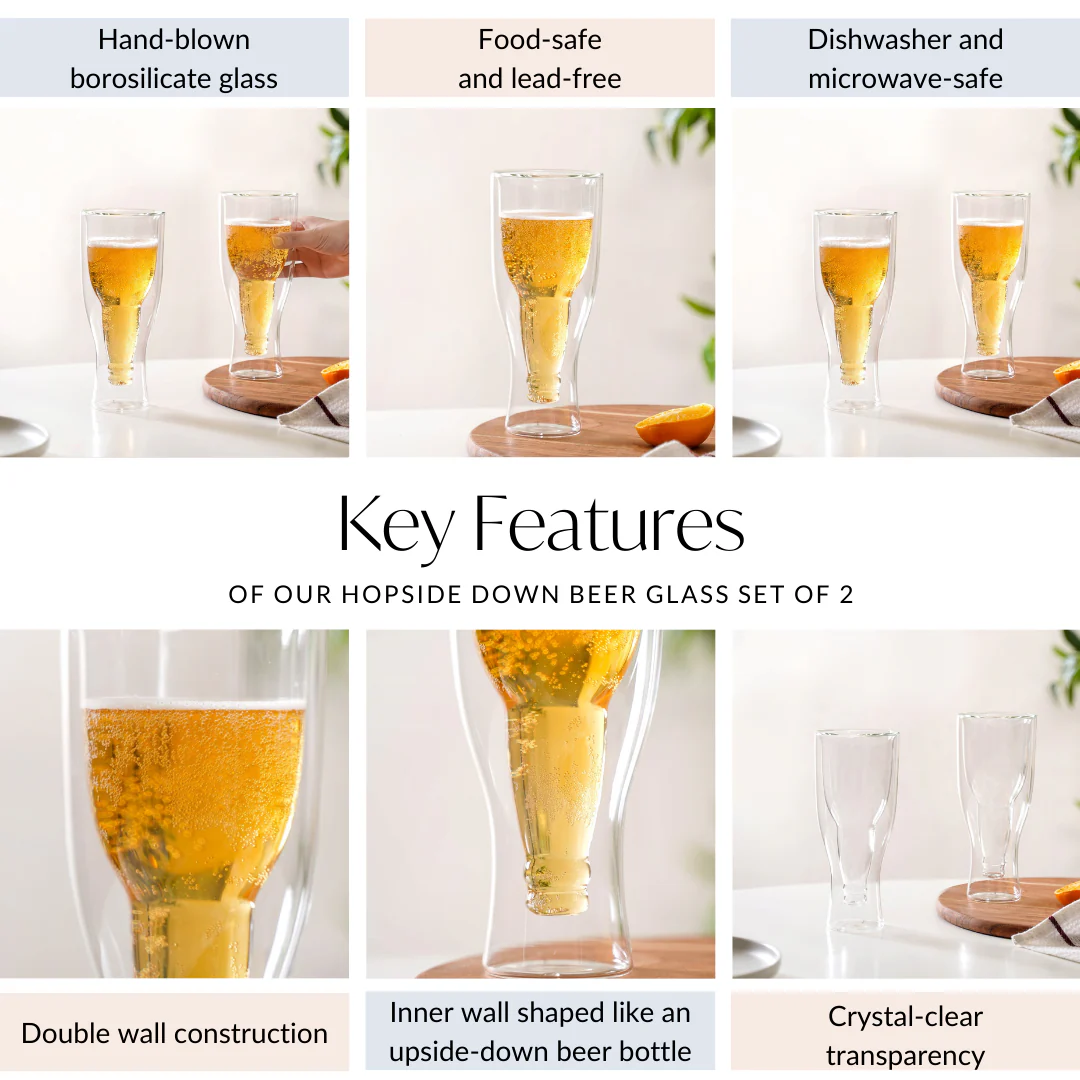 Upside Down Double Wall Beer Glass Set Of 2 375ml - Image 5
