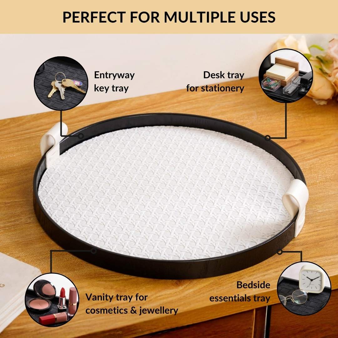 Urban Weave Multipurpose Round Tray White - Image 6