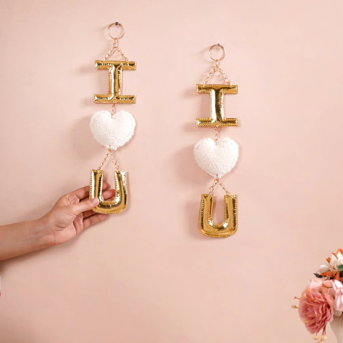 Valentine Wall Hanging I Heart You White Set Of 2 14 Inch - Image 2