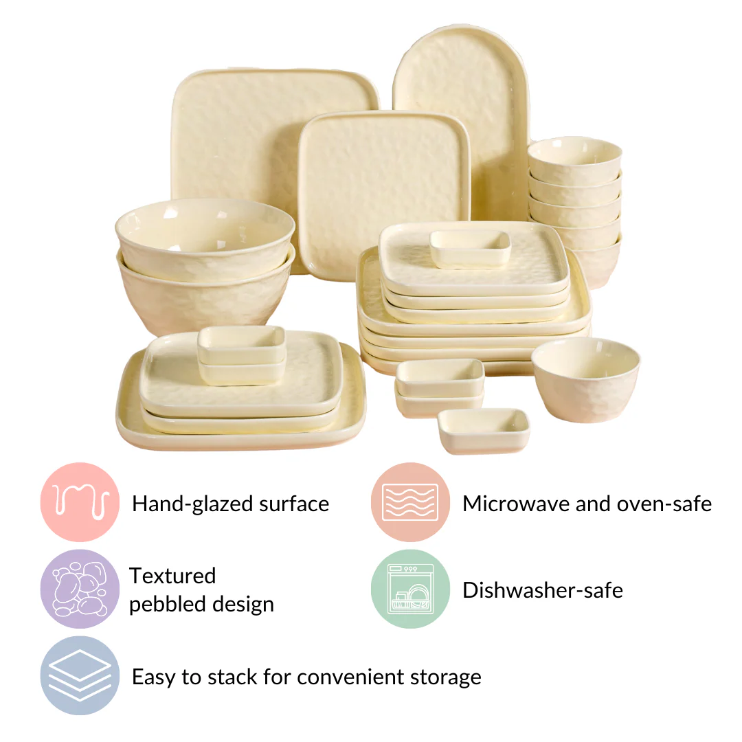 Vanilla White 27-Piece Ceramic Dinnerware Set For 6 - Image 6