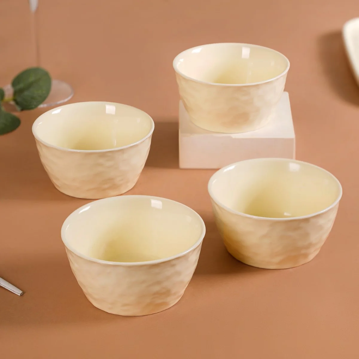 Vanilla White Textured Snack Bowl Set Of 4 350ml - Image 10