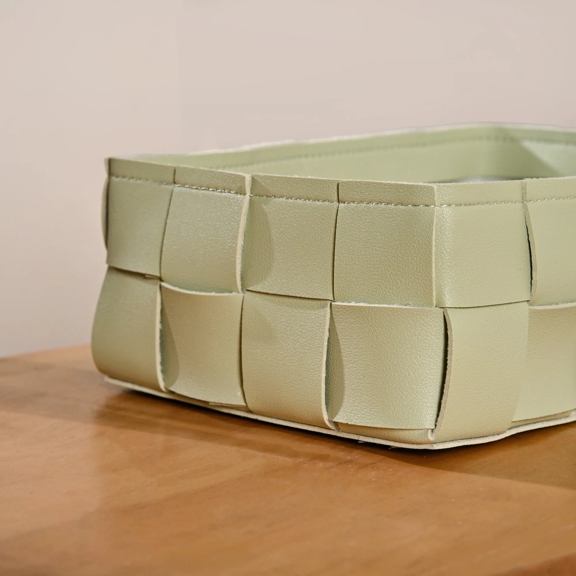 Vegan Leather Basket Sage Green - Image 5
