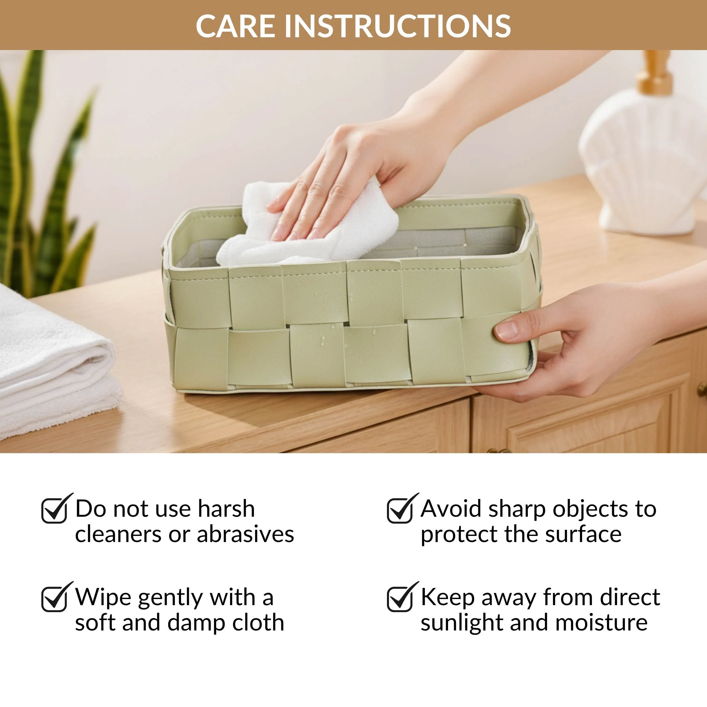 Vegan Leather Basket Sage Green - Image 7
