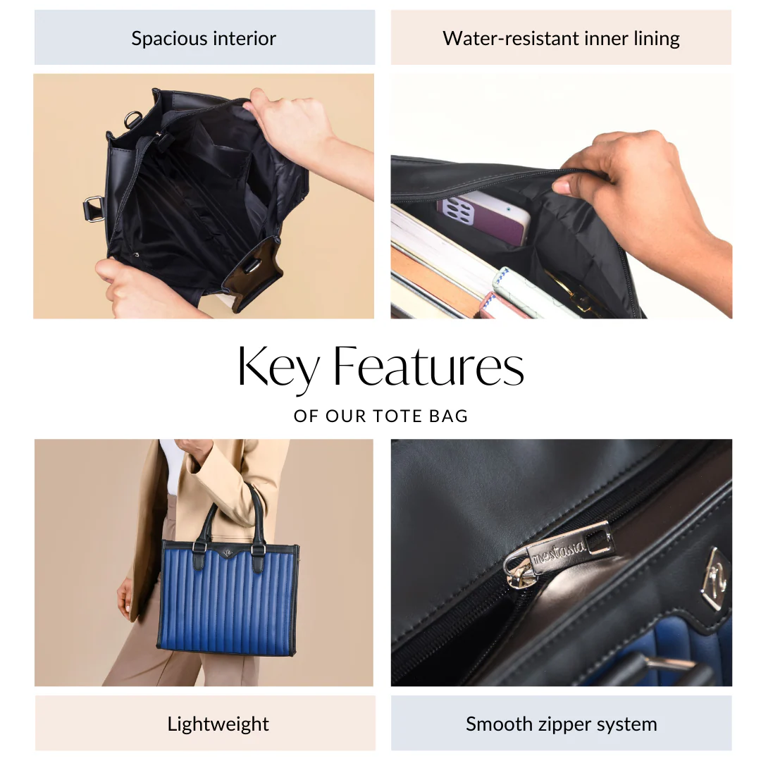 Vegan Leather Book Tote Midnight Blue - Image 5