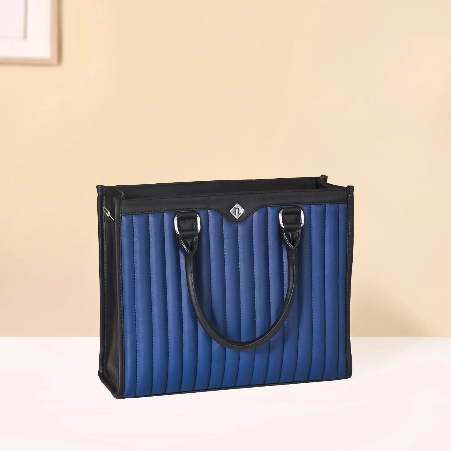 Vegan Leather Book Tote Midnight Blue - Image 9