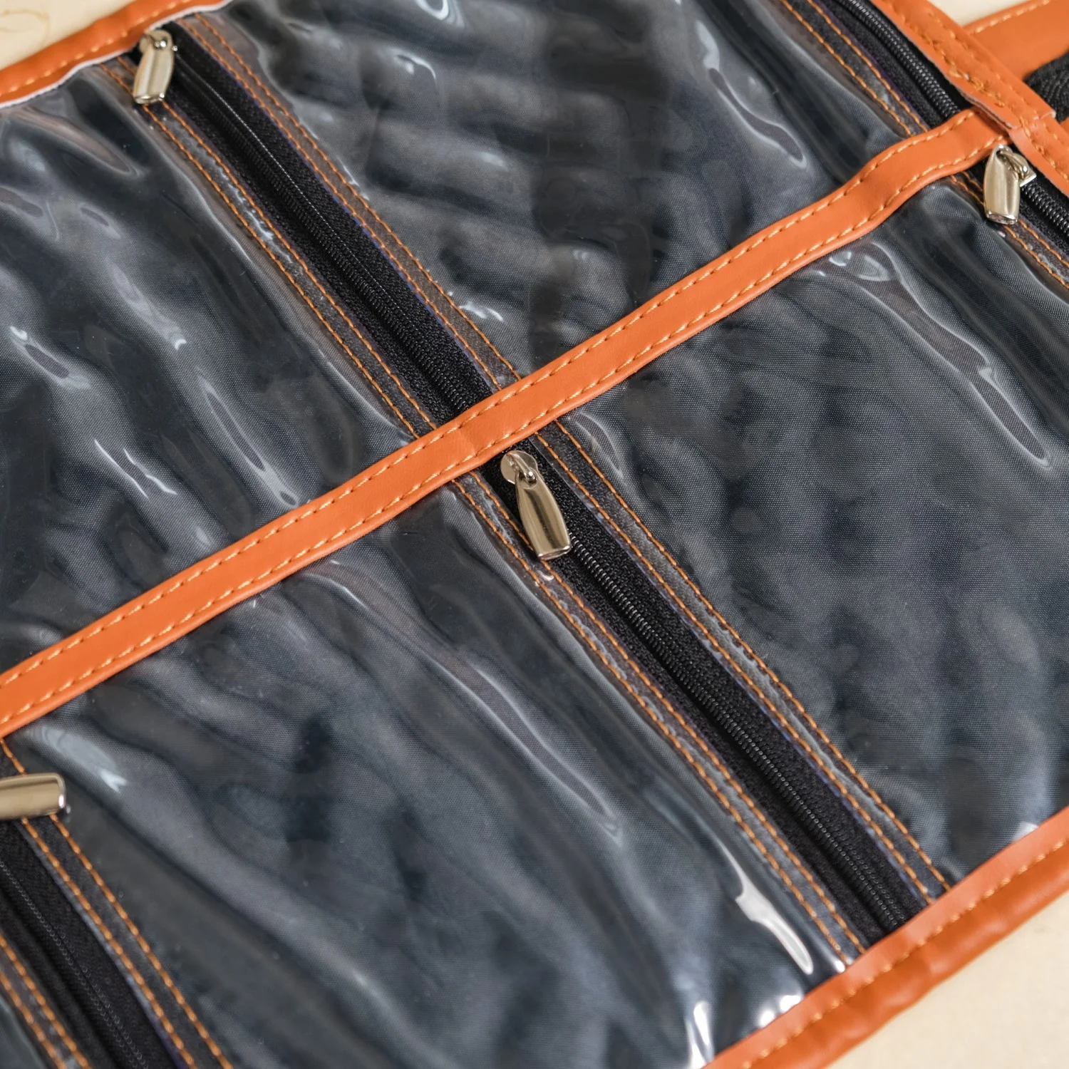 Vegan Leather Foldable Jewellery Organiser Tan - Image 11