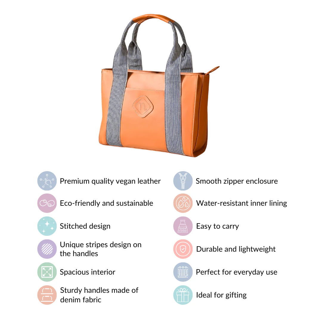 Vegan Leather Handbag Brown - Image 5
