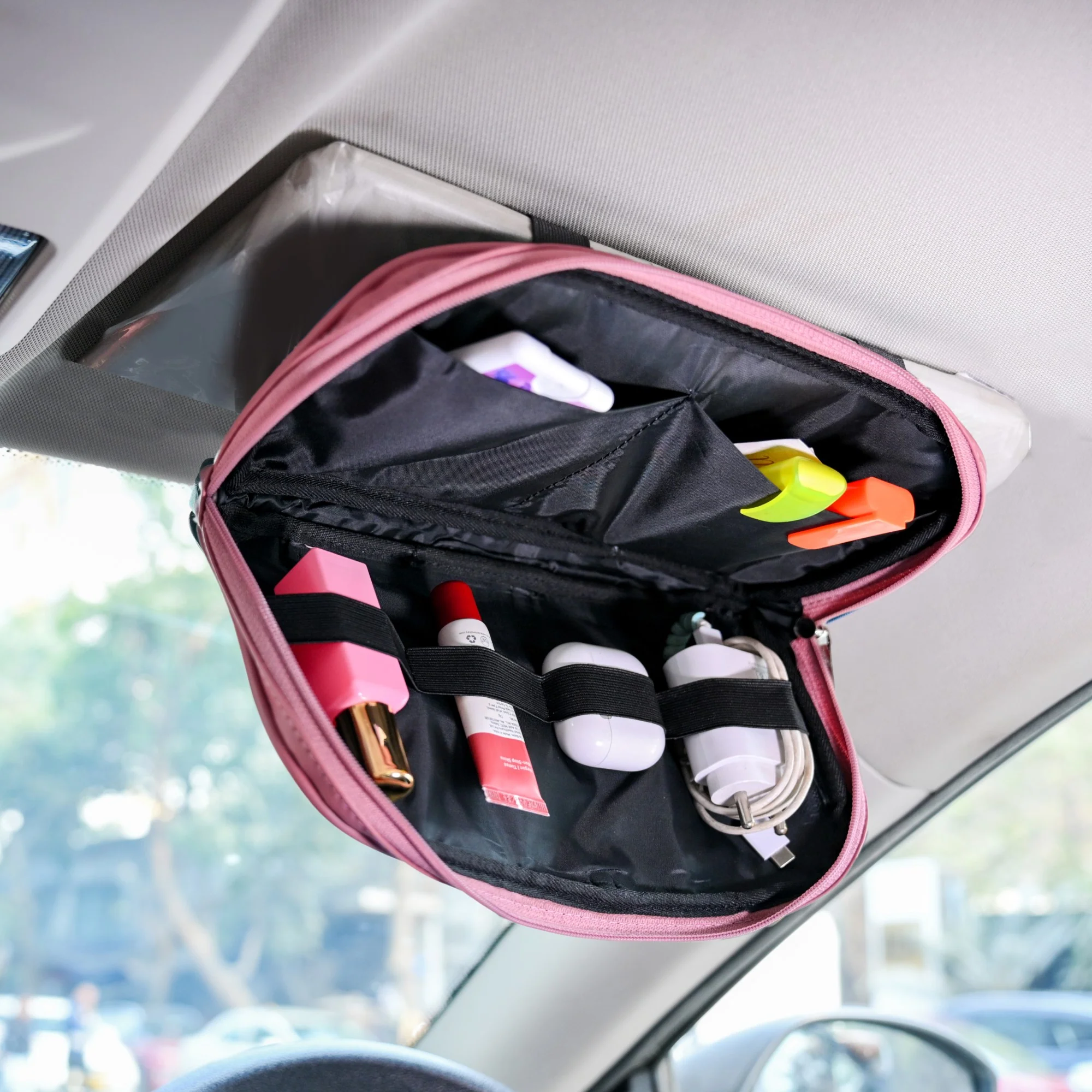 Vegan Leather Large Capacity Car Visor Organizer - Image 2