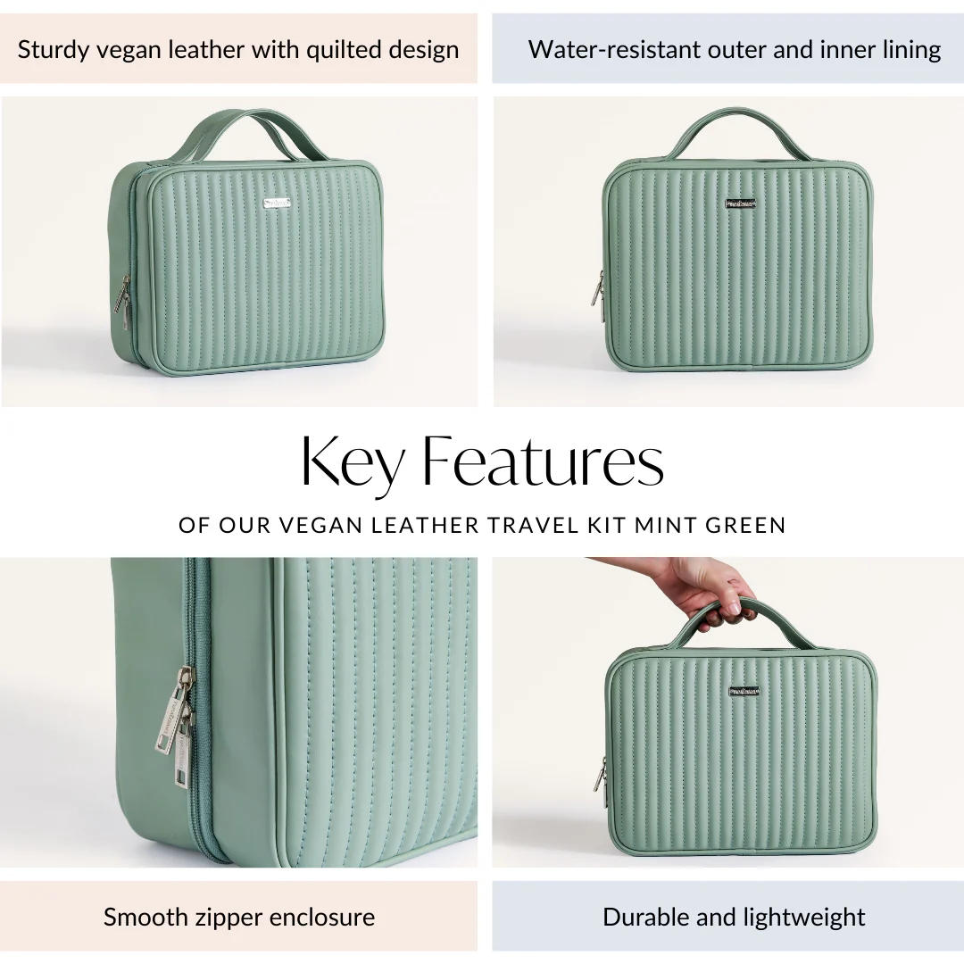 Vegan Leather Travel Kit Green - Image 5