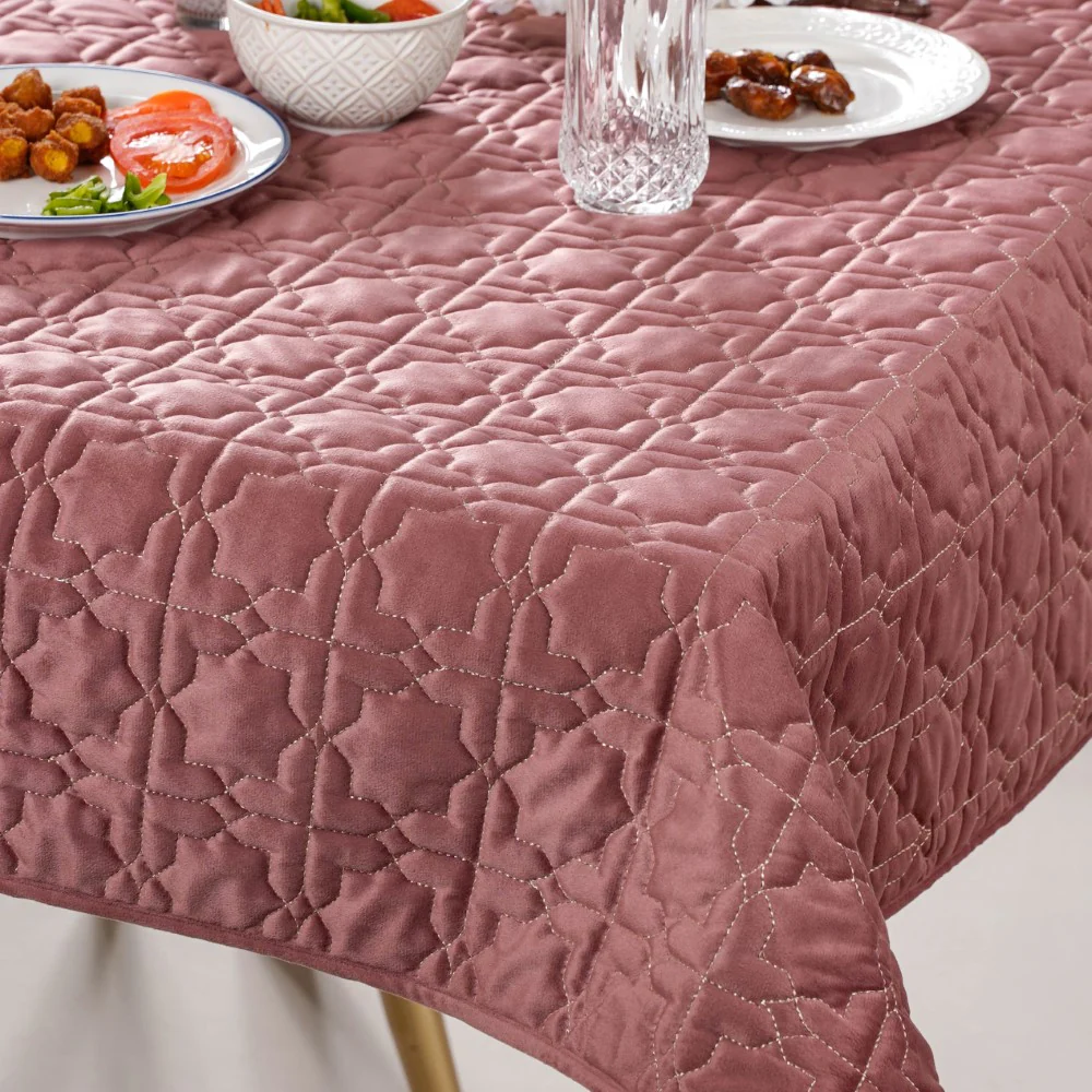 Velvet And Gold Embroidery Tablecloth Pink 52x40 Inch - Image 8