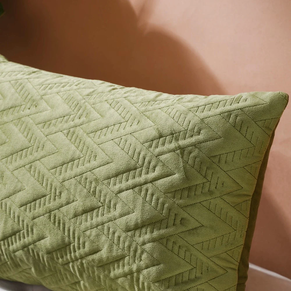 Velvet Lumbar Cushion Cover Green 12x18 inch - Image 2