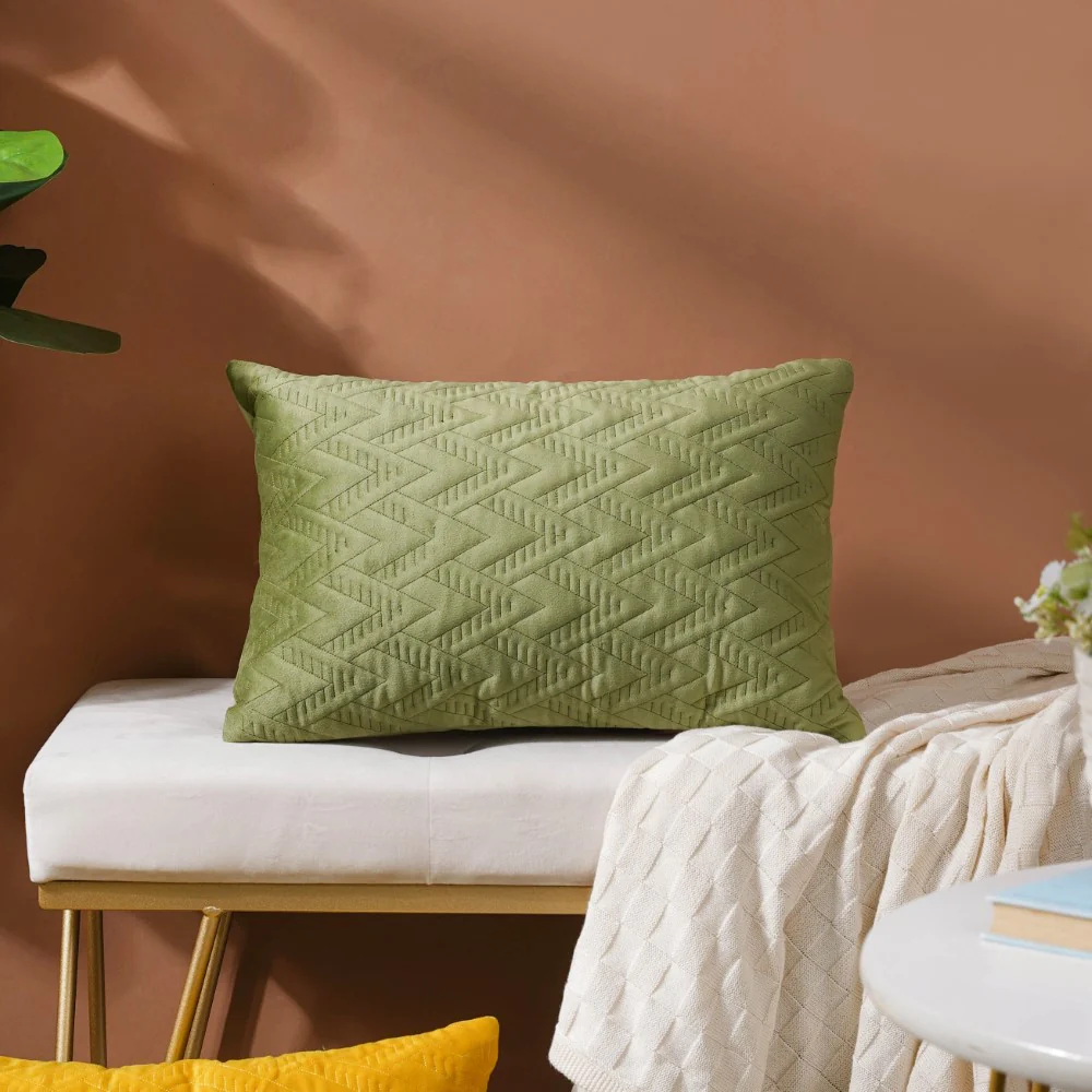 Velvet Lumbar Cushion Cover Green 12x18 inch - Image 7