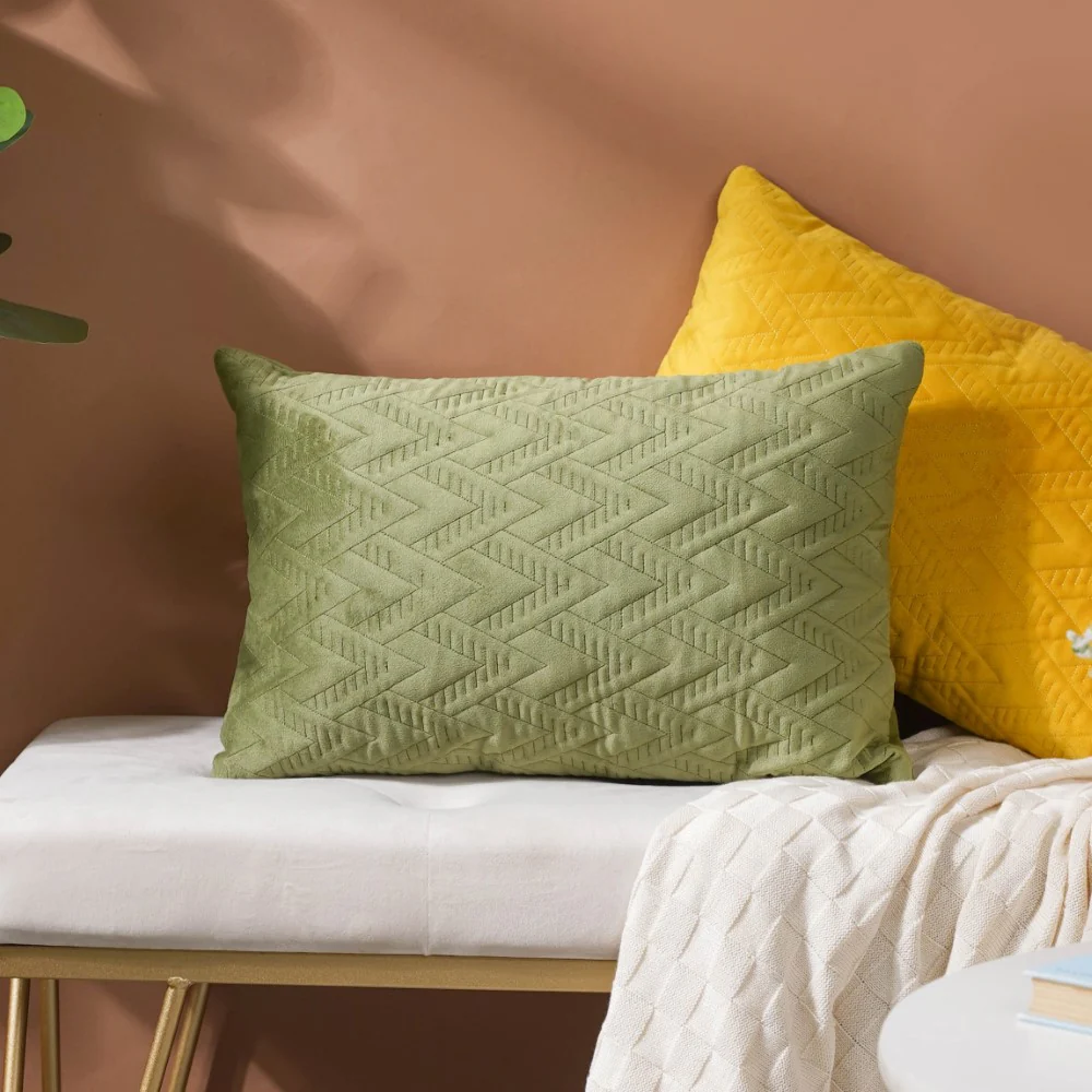 Velvet Lumbar Cushion Cover Green 12x18 inch - Image 8