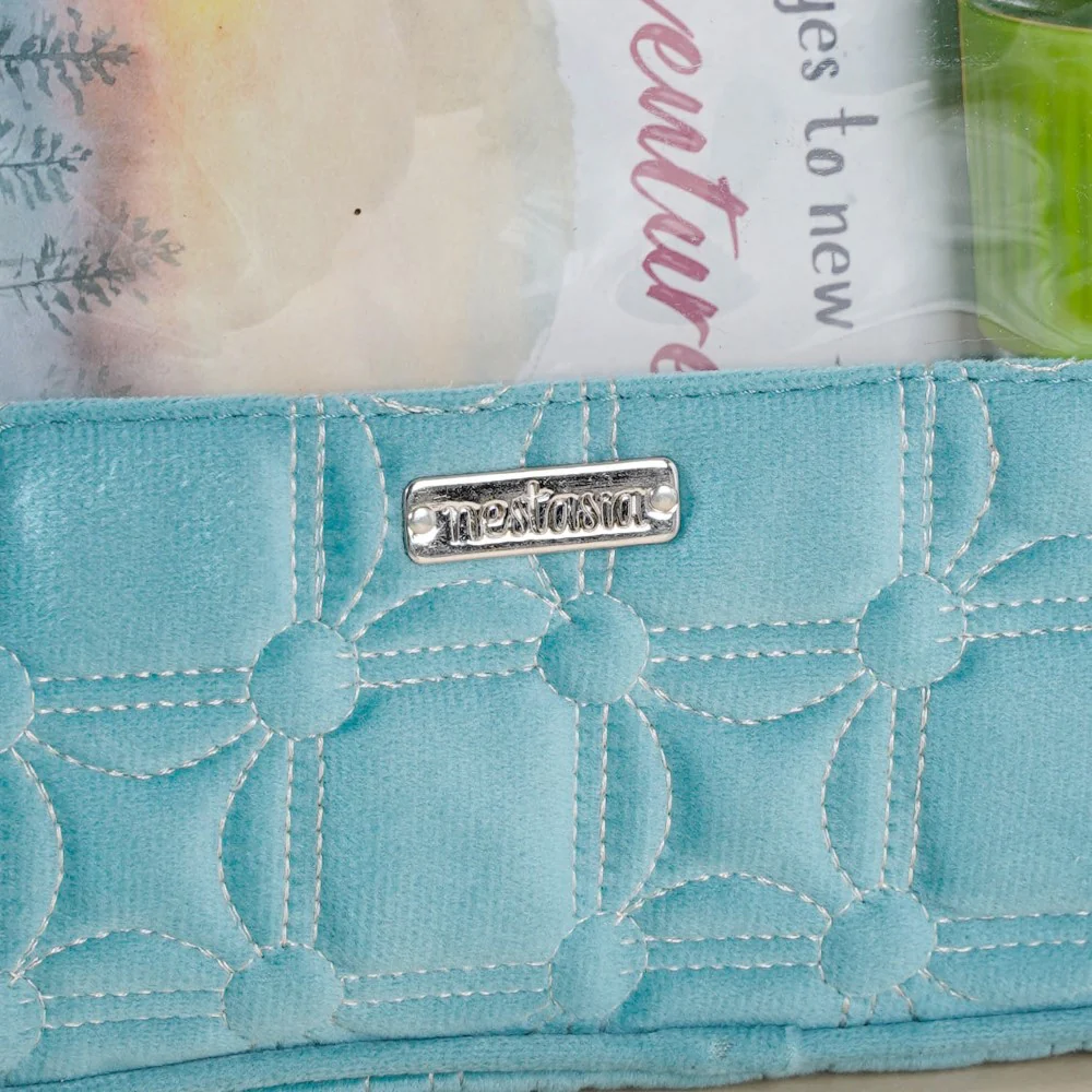Velvet Travel Pouch Set of 4 Blue - Image 17